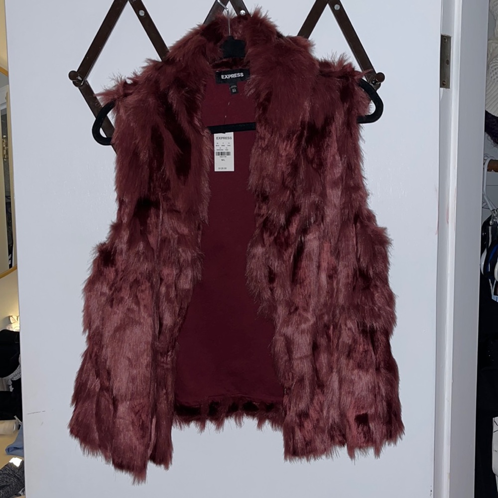 Maroon Faux Fur Vest